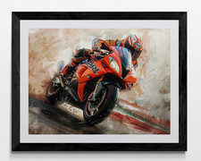 Motorbike Racing Framed Canvas