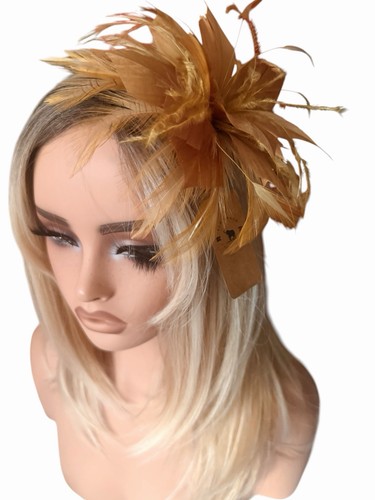 Gold bronze feather clip - gold,