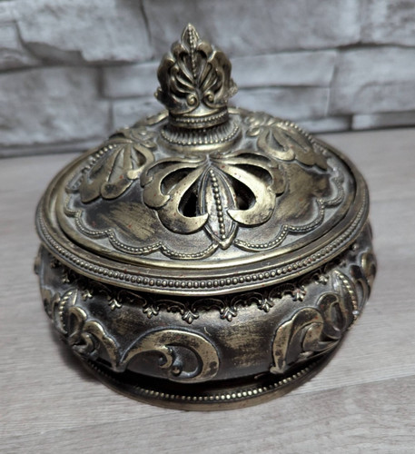 Ornate silver resin bowl - ornate,
