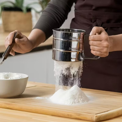 Stainless steel flour sifter - steel,