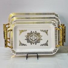 Gold & White Serving Tray Set