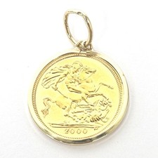 9ct Gold Mount & 22ct Half Sovereign Pendant Hallmarked 19.9mm Diameter 4.7g