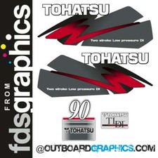 Tohatsu 90hp TLDI outboard engine decals/sticker kit - red