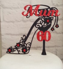 Personalised Elegant Shoe Birthday Celebration Card Cake Topper Any name & Age
