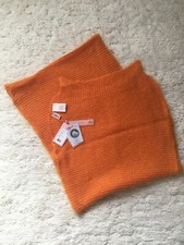 BECK SONDERGAARD Knitted Orange Mohair/ Merino Scarf/ Shawl, Made in Italy