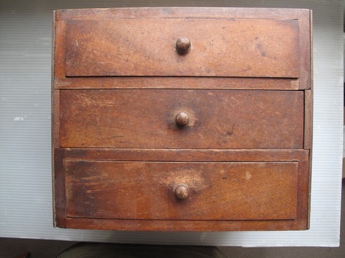 Vintage three drawer wooden - three-drawer,