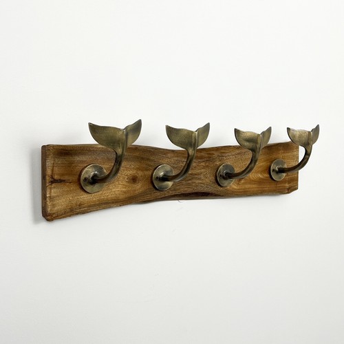 Whale tail coat hooks - whale, on