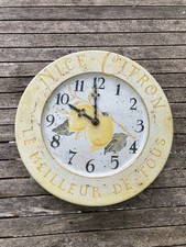 Roger Lascelles Lemon  Nice Citrons  Silent Tin Wall Clock Shabby Chic French