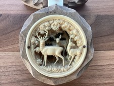 Carved Wooden Thermometer with Stag Celluloid Insert