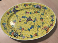 Vintage Chinese Yellow Ground Porcelain Plate - Butterflies & Flowers