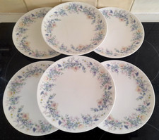VINTAGE WEDGWOOD BONE CHINA "ANGELA" BUTTERFLY & FLOWER SIX 17CM SIDE PLATES