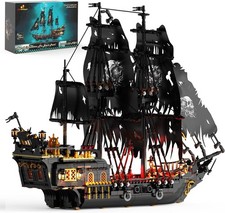 JMBricklayer Pirate Ship Building Toy Sets with Lights, 40002 Pearl Pirate Ship