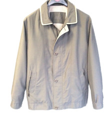 BROOK TAVERNER mens jacket beige brown zip up with collar size 42 R