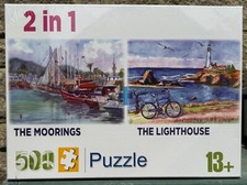 2 in 1: The Moorings & The Lighthouse - 500 Piece Jigsaw Puzzles - New & Sealed
