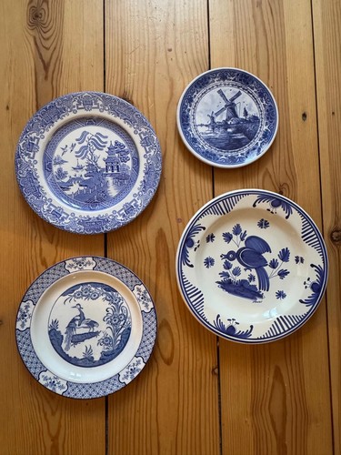 Curated blue white plate - white,