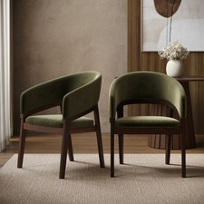 Set of 2 Walnut & Olive Green