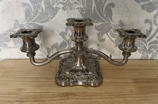 Silver Plated Candelabra 3 Arm Candle Holder Homeware Centrepiece Decor 11”