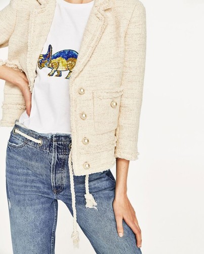 Bnwt zara beige textured pearl - textured,