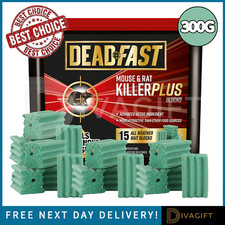RAT AND MOUSE KILLER POISON BAIT BLOCKS INSTANT SINGLE FEED KILLER DEADFAST 300G