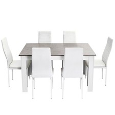 Solid dining table and chairs - table,