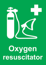 First Aid Oxygen Resuscitator Emergency Sign Rigid Warning Sign or Sticker