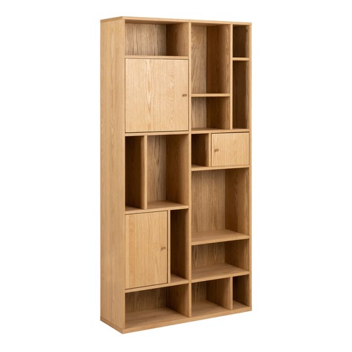 Large door bookcase oak - 3-door,