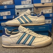 Size UK 10 Adidas Jeans Dentist Chair Gascoigne White Leather Trainers Originals