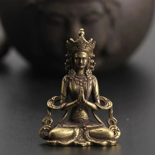Brass buddha meditation statue - brass,