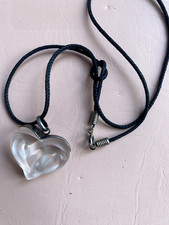 Lalique Crystal "Coeur"  Heart Pendant Necklace