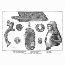 Babylonian Antiquities at the British Museum - Antique Print 1883