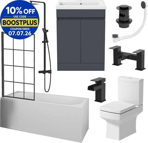 Complete square bathroom - square, suite