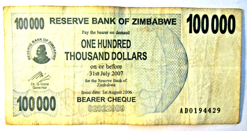 Banknote zimbabwe 100 000 - banknote,,