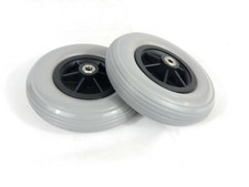 Pair of 8"x 2" (200x50) Wheelchair (Tyres) Solid Castor Wheels (10mm Bearings)