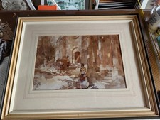 Sir William Russell Flint Print 'Gypsies Outside The Church, Argilliers Framed