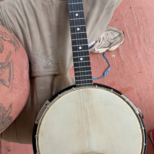 Fretted string banjo - banjo,, beige