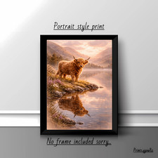 Highland Cow Water Reflection