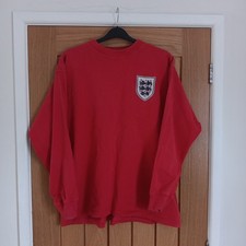 Umbro England Shirt Vintage Red Long Sleeve 1966 Mens Size XL Retro Used