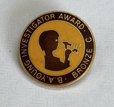 Vintage B A Young Investigator Award Bronze C Enamel Pin Badge 1980s
