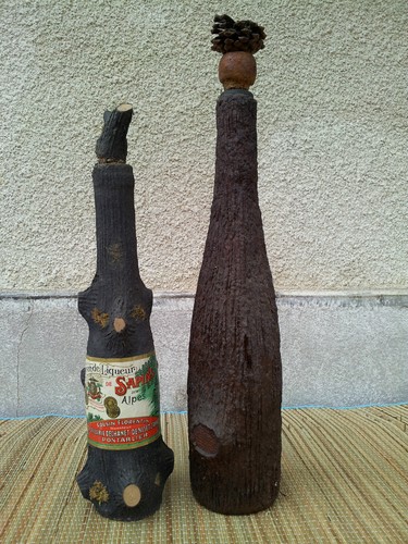 Old glass and wood art - old,