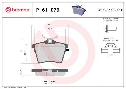 Fits brembo 079 brake pad - fits, p