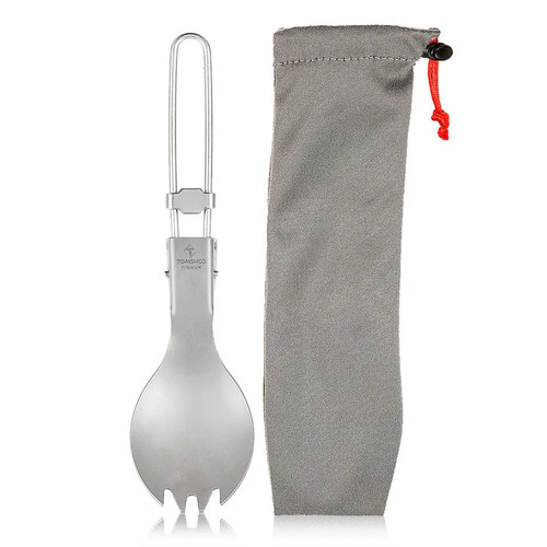 Tomshoo titanium folding spork - titanium,
