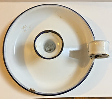 Vintage Blue & White Enamel Wee Willy Winky Candle Stick Holder