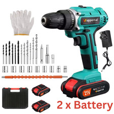 2 Battery Cordless Drill 21V Electric Screwdriver Set Combi Driver High Power UK
