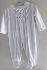 Baby White Velour Sleepsuit Up