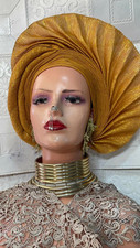Elegant African Wedding Auto Gele Plated Ready to Wear Oke. #25.00+#2.96 Postag