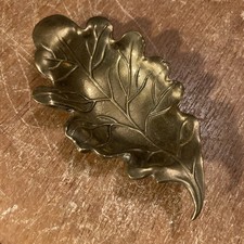Vintage Brass Oak Leaf Trinket Tray / Dish