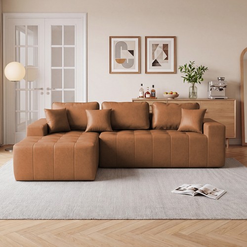 Faux leather corner chaise - leather,
