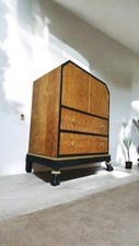 Art Deco  Oak  Cabinet  Black Oak Linen Press restored deco cabinet
