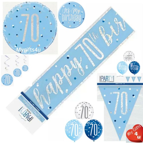Blue 70th happy birthday - 70th,