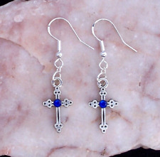 Tibetan Silver Cross Blue 3D